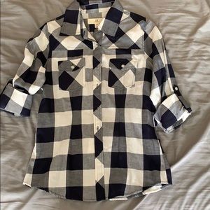 Blue/ White Plaid Button Up